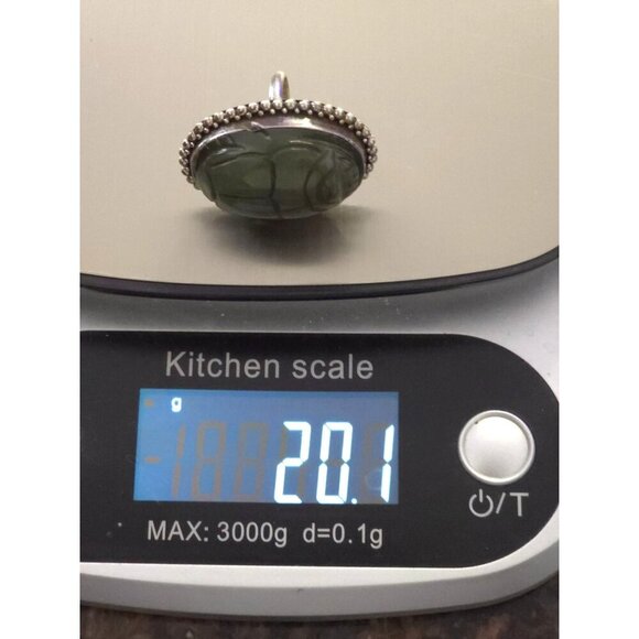 Vintage Green Scarab Ring Sterling Silver Beaded Size 6 Intricate  Statement - Picture 10 of 13